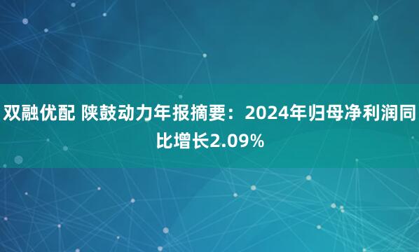 双融优配 陕鼓动力年报摘要：2024年归母净利润同比增长2.09%