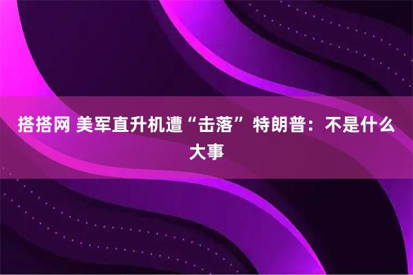 搭搭网 美军直升机遭“击落” 特朗普：不是什么大事